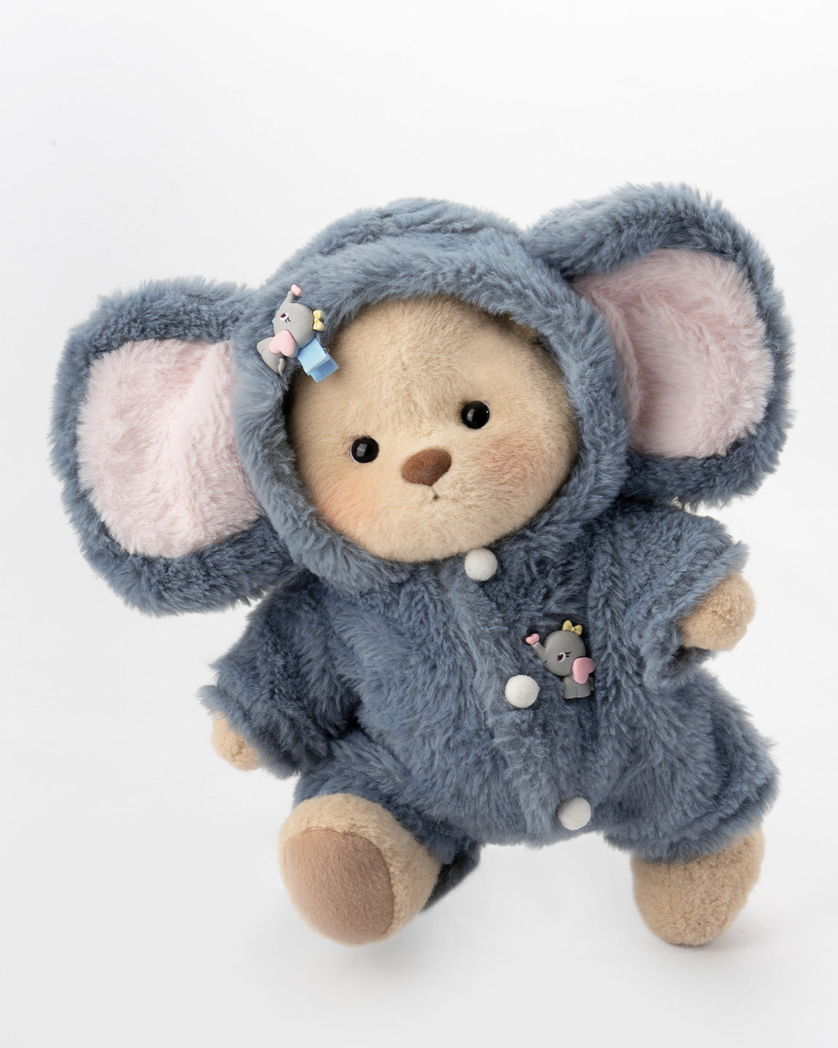 HugMeNow Fluffy Little Elephant Bear | Handmade Jointed Teddy Bear Gift