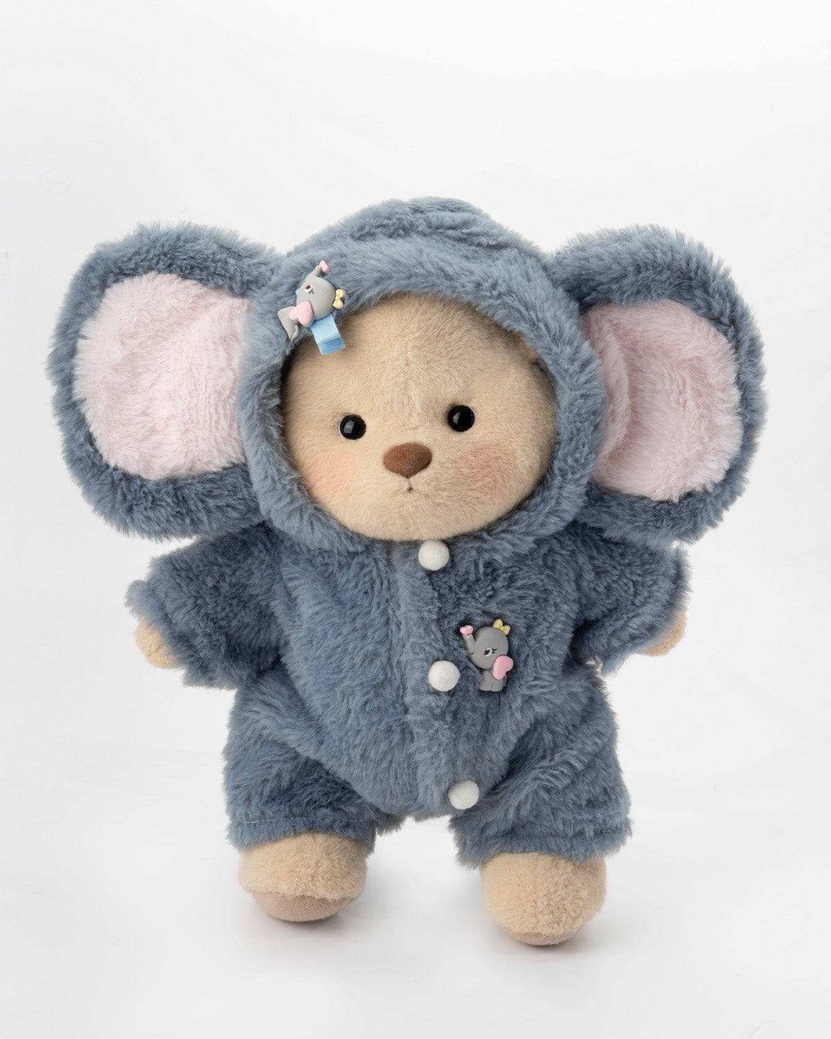 HugMeNow Fluffy Little Elephant Bear | Handmade Jointed Teddy Bear Gift