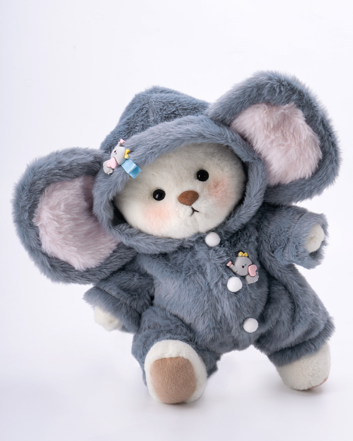 HugMeNow Fluffy Little Elephant Bear | Handmade Jointed Teddy Bear Gift
