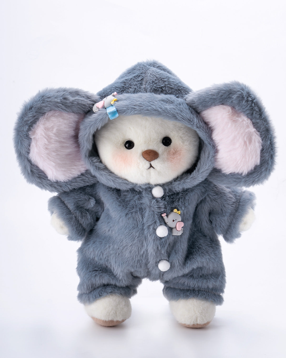 HugMeNow Fluffy Little Elephant Bear | Handmade Jointed Teddy Bear Gift