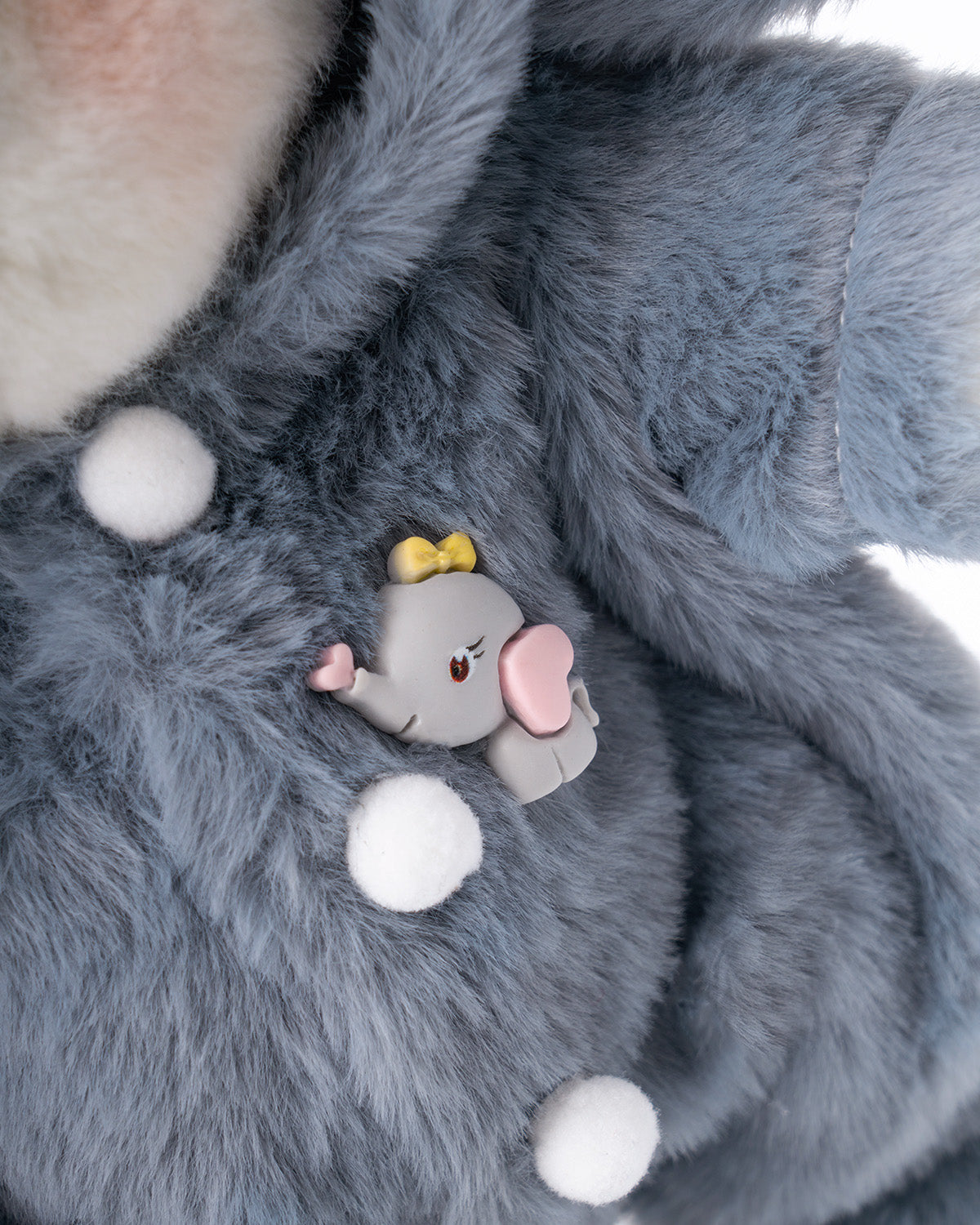 HugMeNow Fluffy Little Elephant Bear | Handmade Jointed Teddy Bear Gift