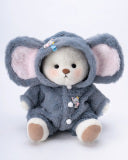 HugMeNow Fluffy Little Elephant Bear | Handmade Jointed Teddy Bear Gift