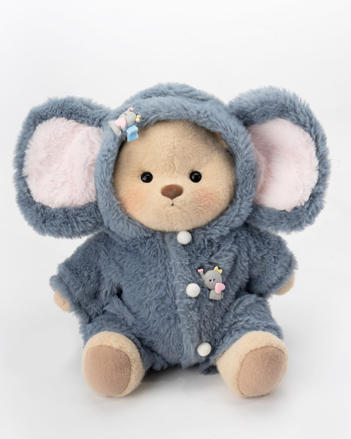 HugMeNow Fluffy Little Elephant Bear | Handmade Jointed Teddy Bear Gift
