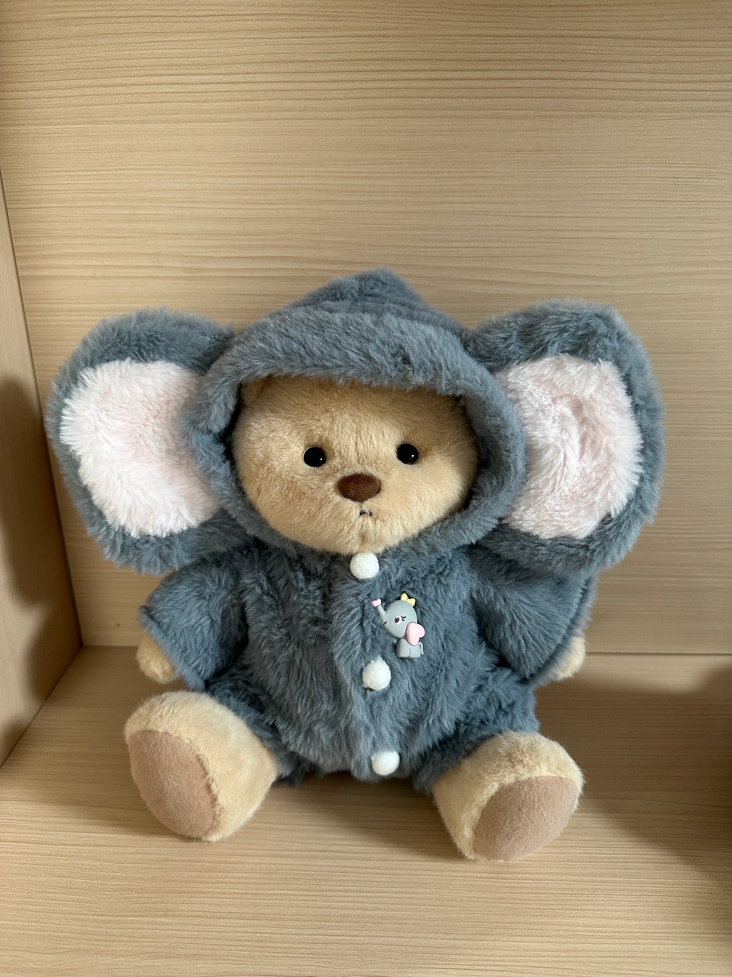 HugMeNow Fluffy Little Elephant Bear | Handmade Jointed Teddy Bear Gift